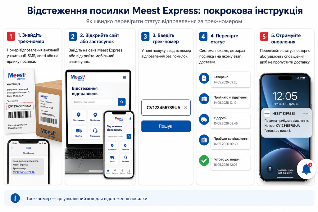 Покрокова інструкція з відстеження посилки Meest Express за трек-номером і перевірки статусу доставки