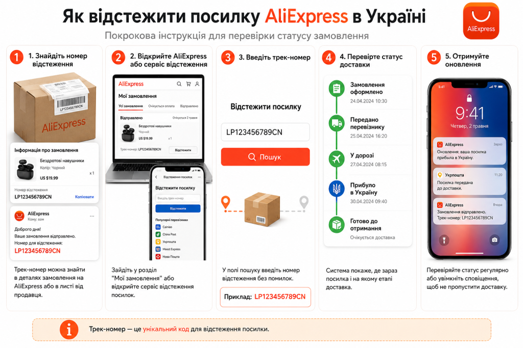 Покрокова інструкція, як відстежити посилку AliExpress в Україні за трек-номером та перевірити статус доставки