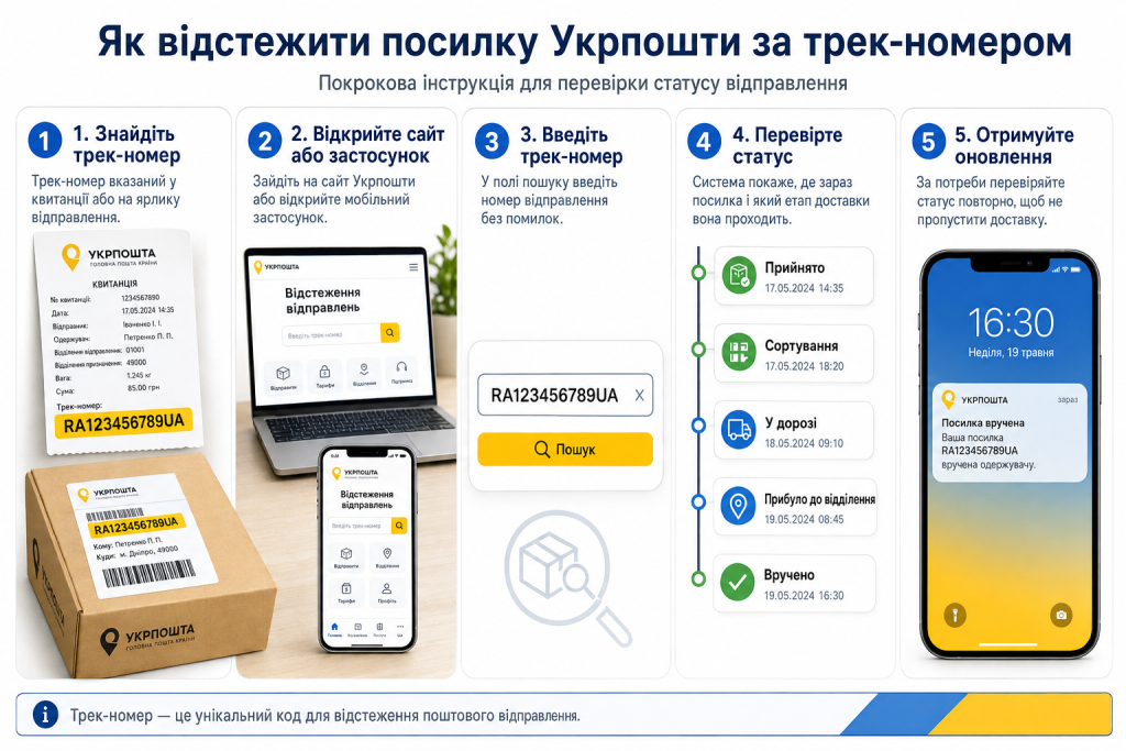 Покрокова інструкція з відстеження посилки Укрпошти за трек-номером та перевірки статусу відправлення